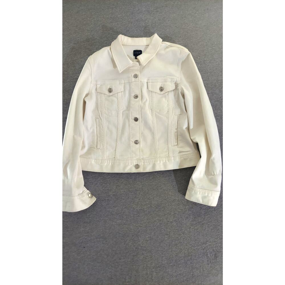 J Crew Women Denim Cotton White Jacket Sz M